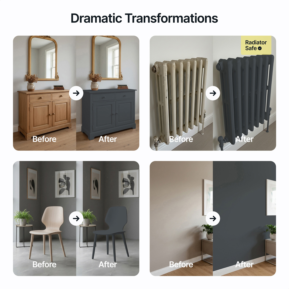 Hemway Anthracite Grey Furniture and Walls Matt Chalk Paint 1L Image 5