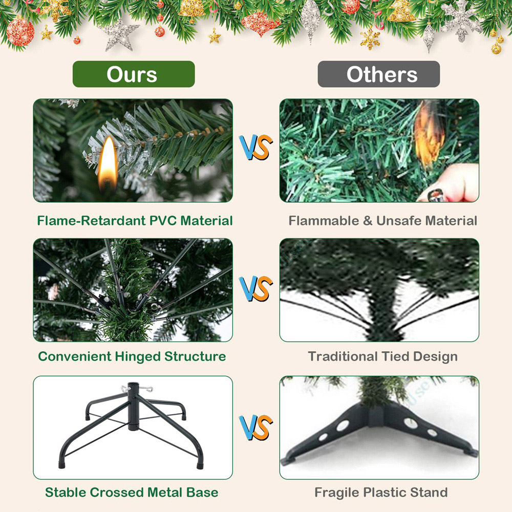 Costway Pre Lit Warm White LED Artificial Christmas Tree 7ft Image 7