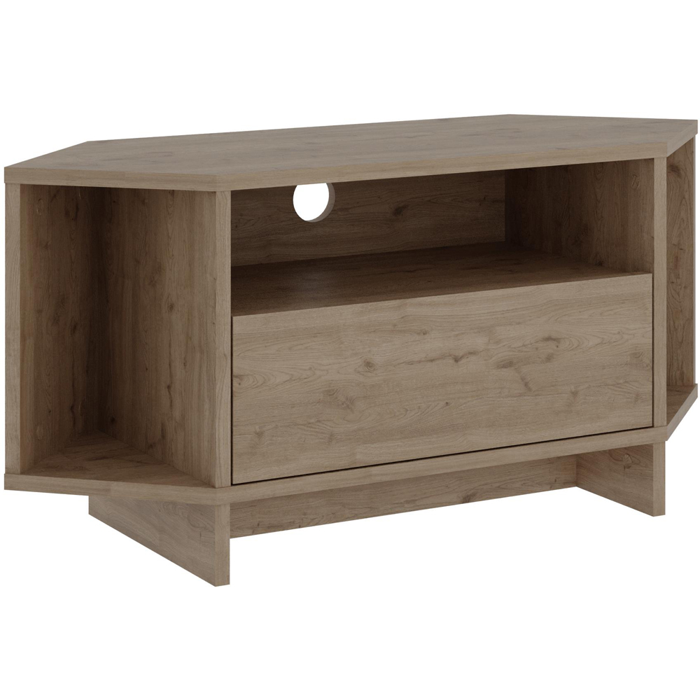 Decortie Viva Single Door 3 Shelf Oak Effect Corner TV Stand Image 2