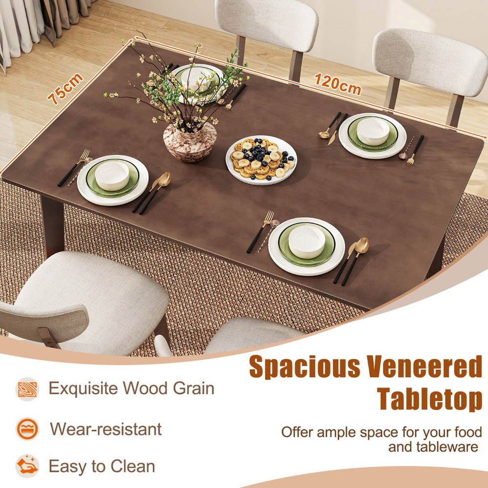 Costway 4 Seater Dining Table Set Brown Image 5