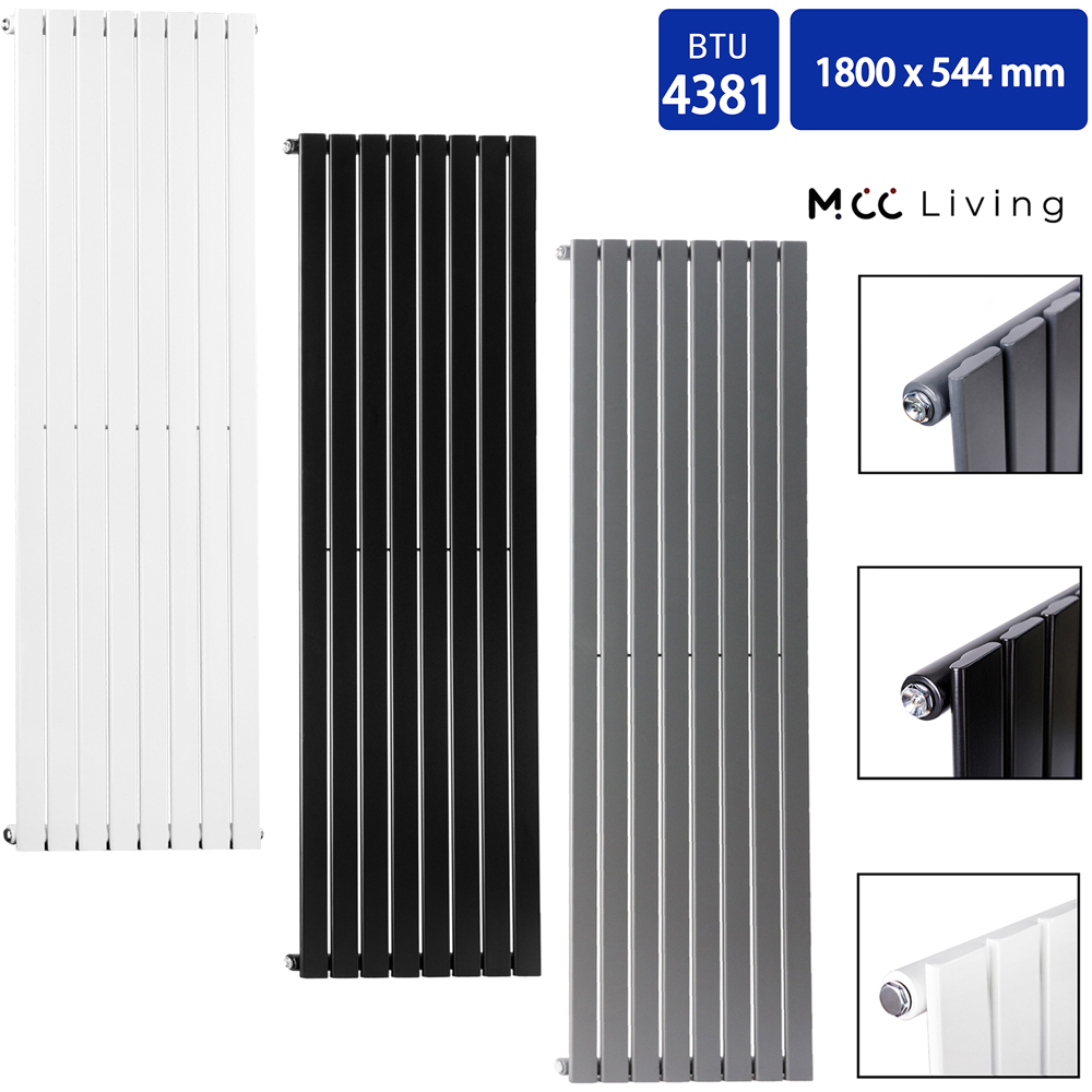 Black 4381 BTU Single Flat Panel Vertical Column Radiator 1800 x 544mm Image 4