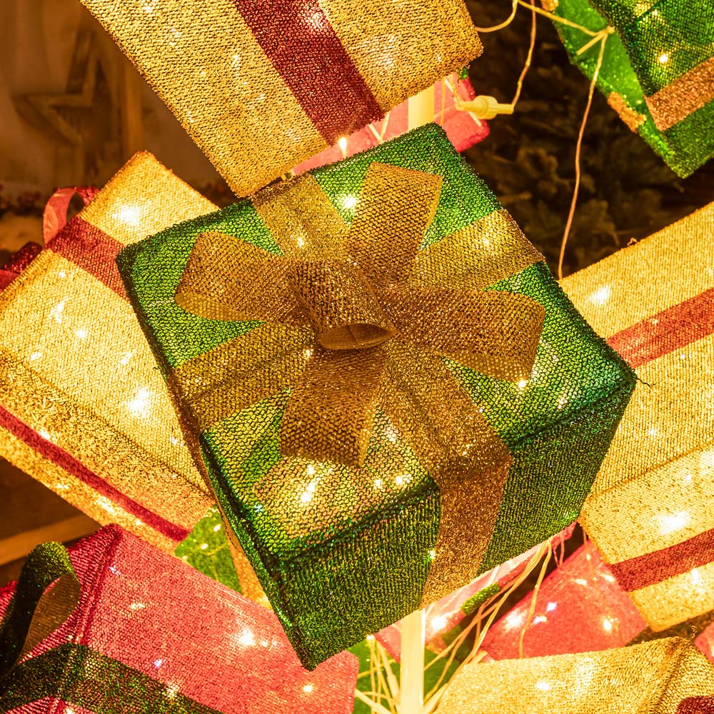 The Christmas Centre 544 White LED Pre-Lit Multicolour Light-Up Present Stack 6.2ft Image 2