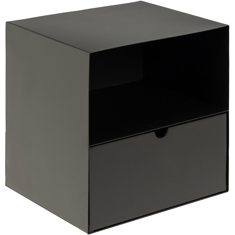 Florence Joliet Single Drawer Single Shelf Matt Black Wall Mounted Bedside Table Image 2