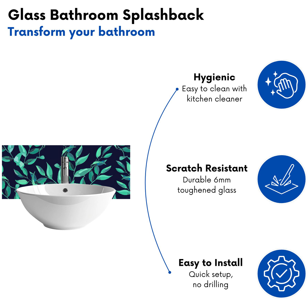 Warren Reed Designer Delicate Green Foliage Glass Bathroom Splashback 25 x 60cm Image 4