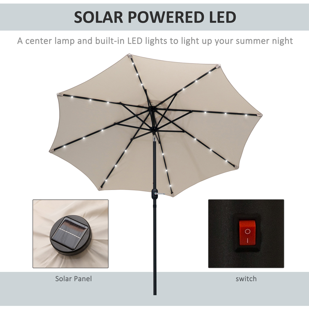 Outsunny Creamy White 24 Solar LED Parasol 2.7m Image 6