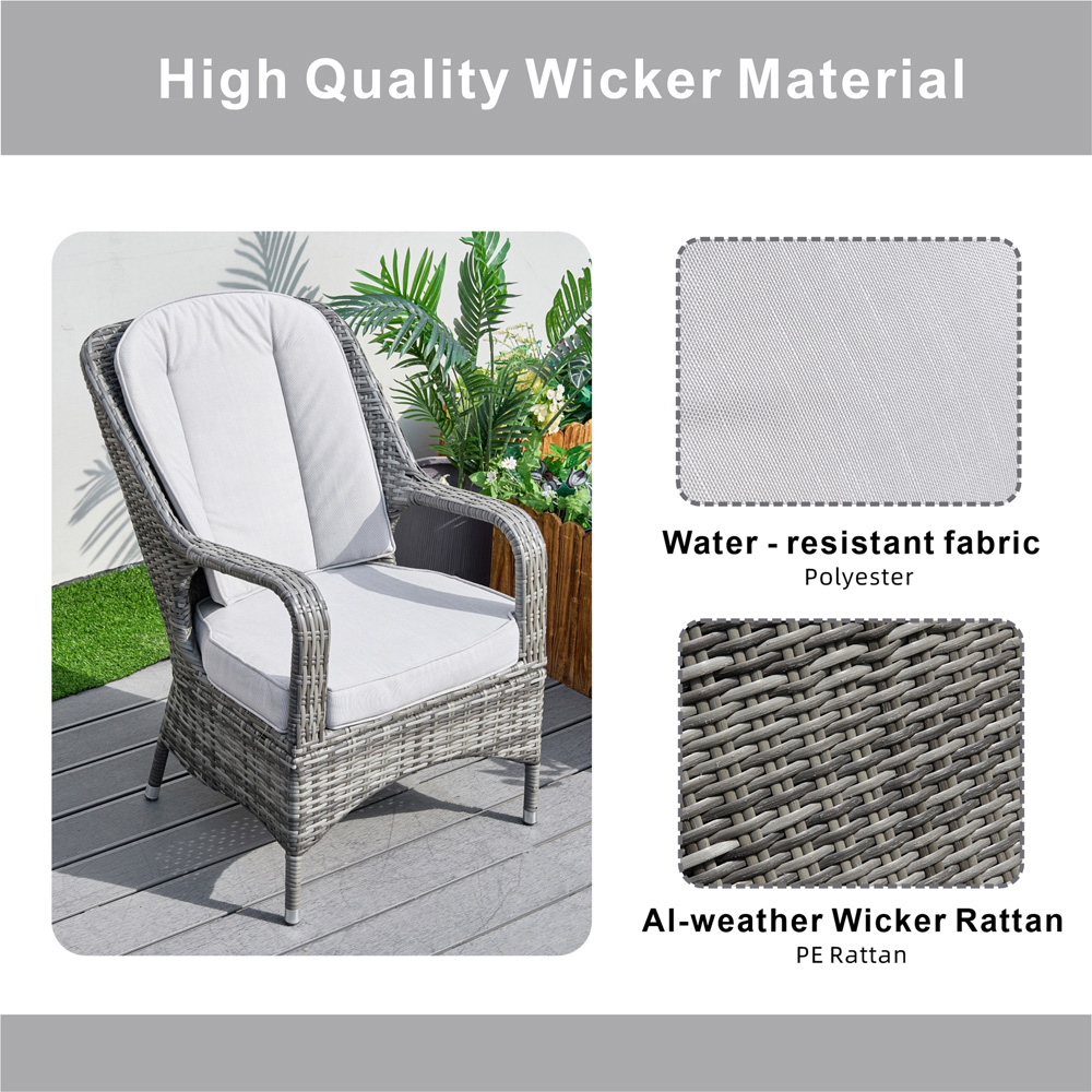 Direct Wicker Set of 2 Grey PE Rattan Outdoor Dining Chairs Image 5
