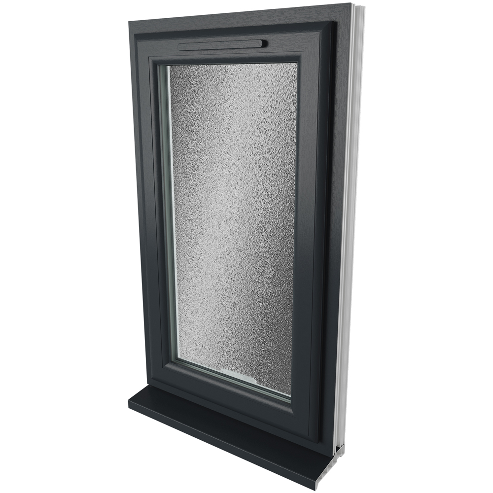 Crystal uPVC Double Glazed Window Right Hand Side Hung Grey White Obscure Glass 610x1040mm Image 9