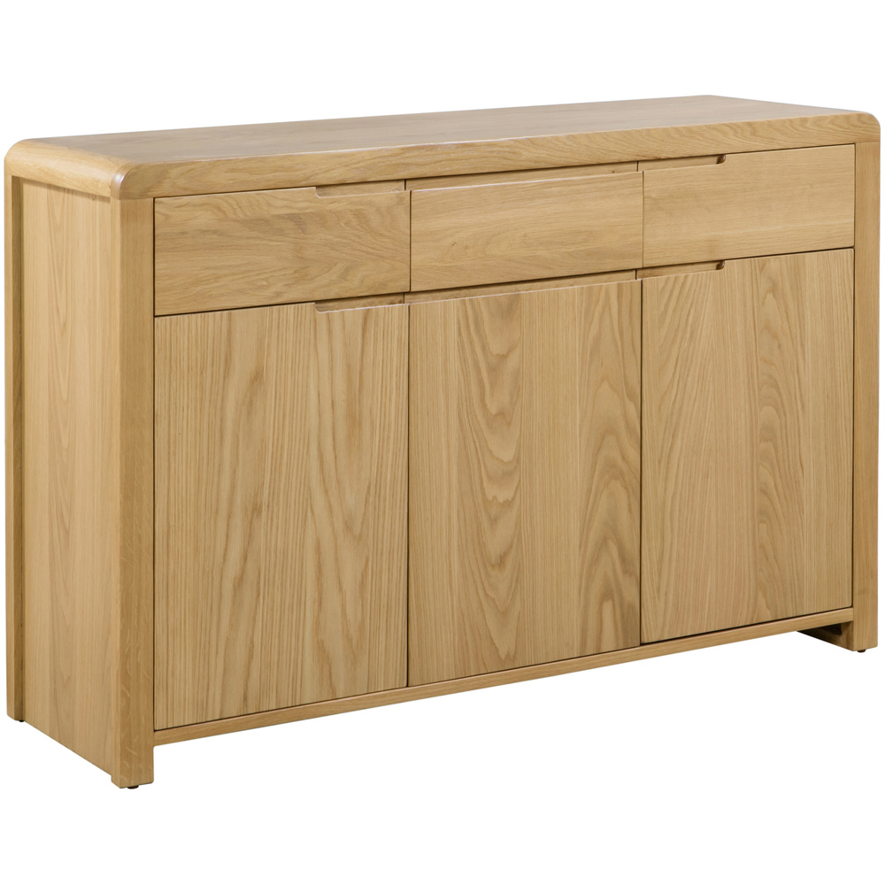 Julian Bowen Curve 3 Drawer 3 Door Oak Sideboard Image 2