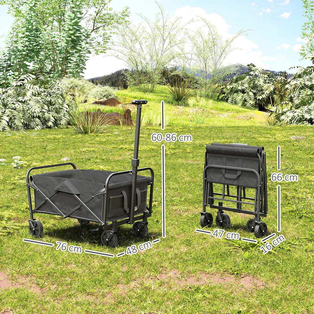 Outsunny 62L Grey Heavy Duty Folding Garden Trolley Image 9