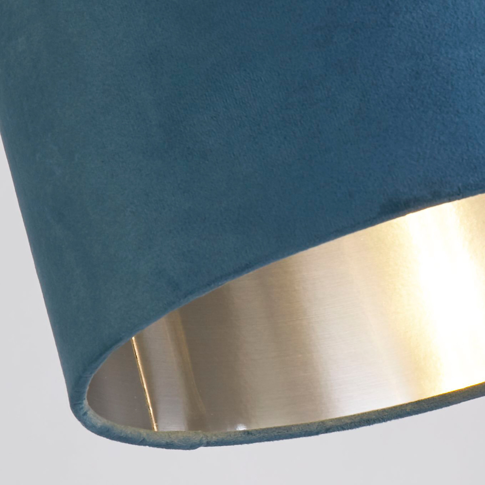 Lighting Collection Teal Silver Inner Velvet Drum Shade Image 4