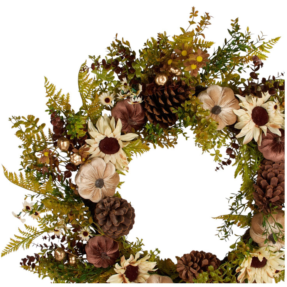 Autumnal Pumpkin and Pine Wreath Image 2