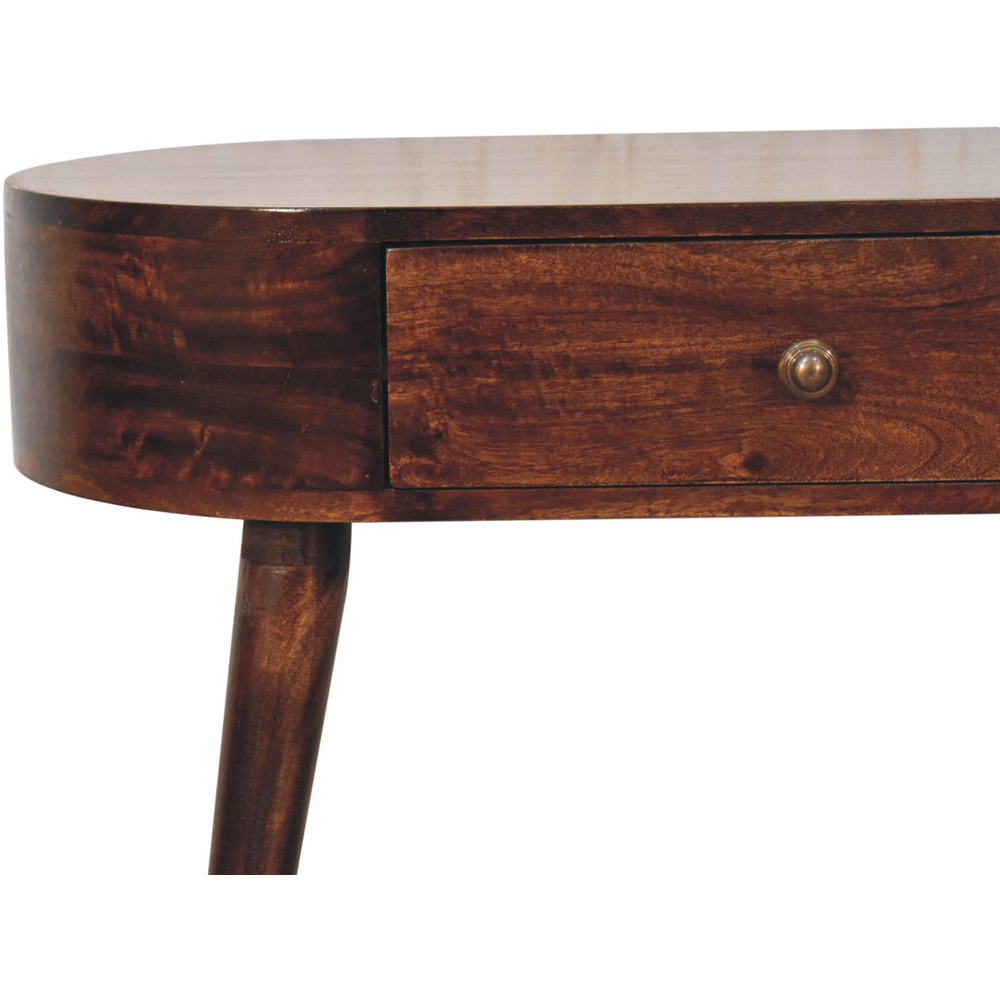 Artisan Furniture California Walnut Single Drawer Solid Wood Rounded Small Console Table Image 5