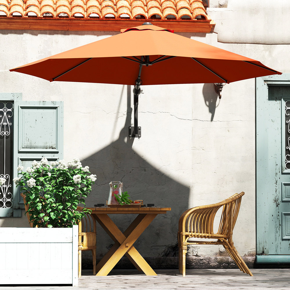 Outsunny Orange Wall Mounted Parasol with Vent 2.92m Image 3