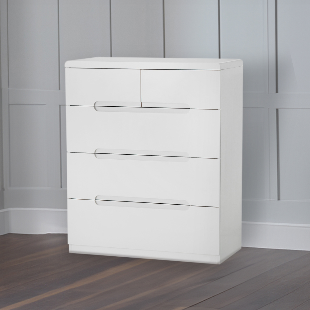 Julian Bowen Manhattan 5 Drawer White Chest of Drawers Image 5