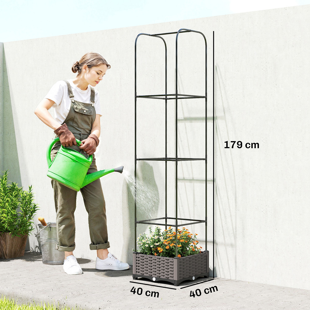Outsunny Black Raised Garden Bed with Trellis and Drainage Holes 179 x 40 x 40 Image 9