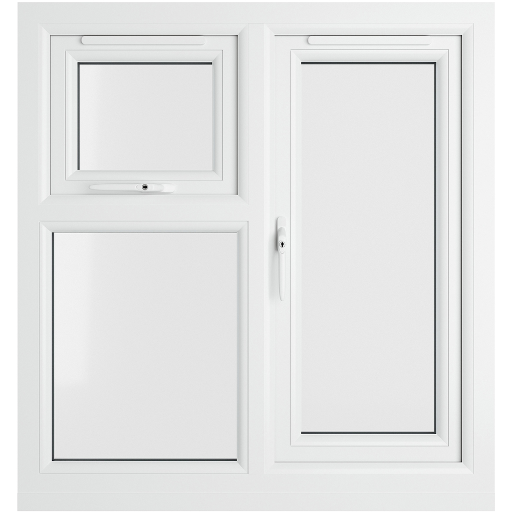 Crystal uPVC Triple Glazed Window LH Side Hung and Top Opener Grey White Clear Glass 905x965mm Image 2