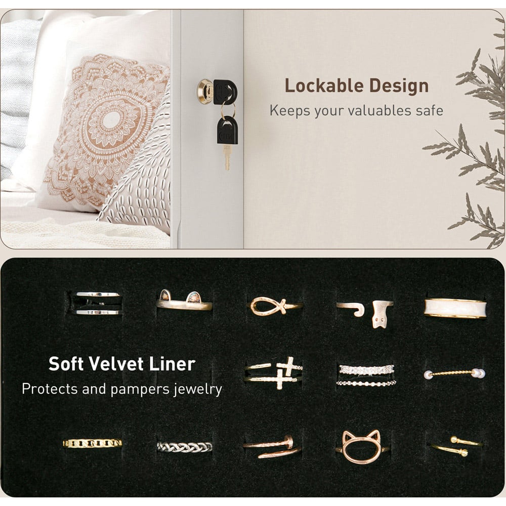 Portland Black Lining Door Hanging Jewellery Cabinet Mirror Image 8