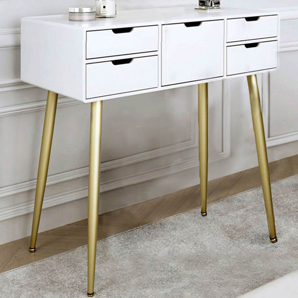 CARME Home Gabriella White and Gold Dressing Table Image 1