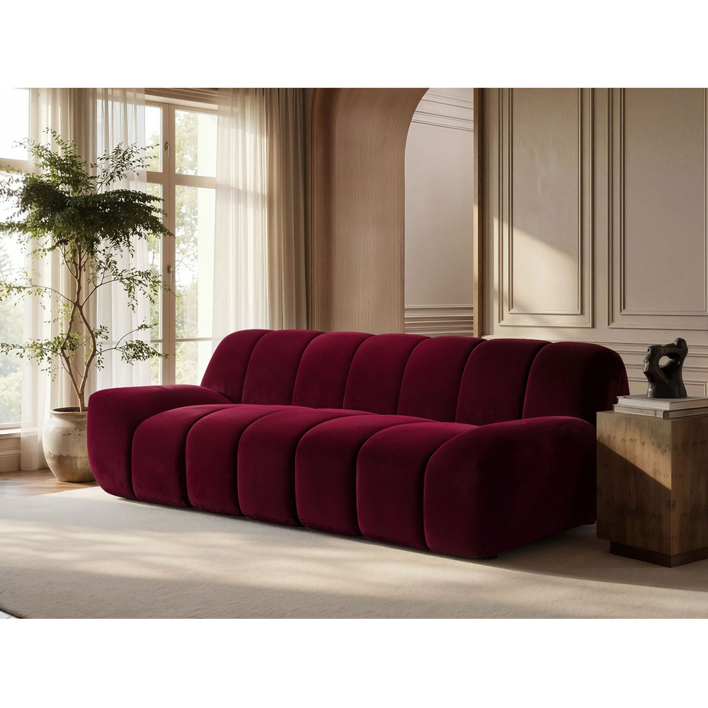 SOLACE+CO Macy Burnt Burgundy Velvet Large 3 Seater Sofa Image 5