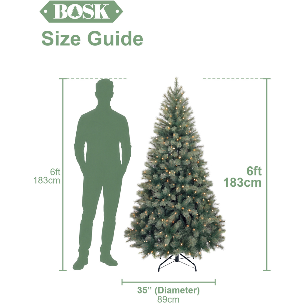 Bosk Calgary Spruce Pre-Lit 300 Warm White LED Artificial Christmas Tree 6ft Image 9