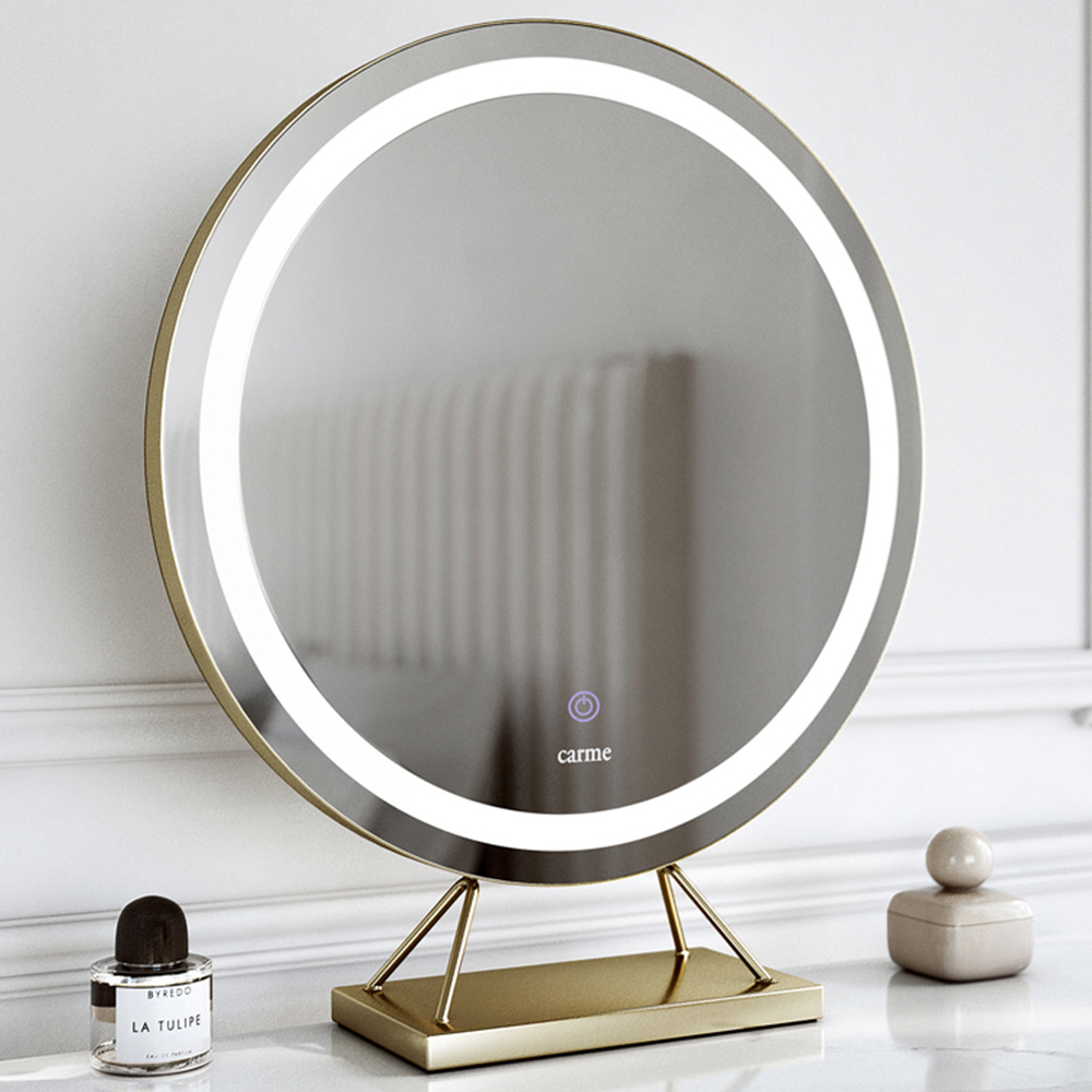 CARME Home Lillia Gold Frameless Touch Sensor LED Light Mirror 50cm Image 2