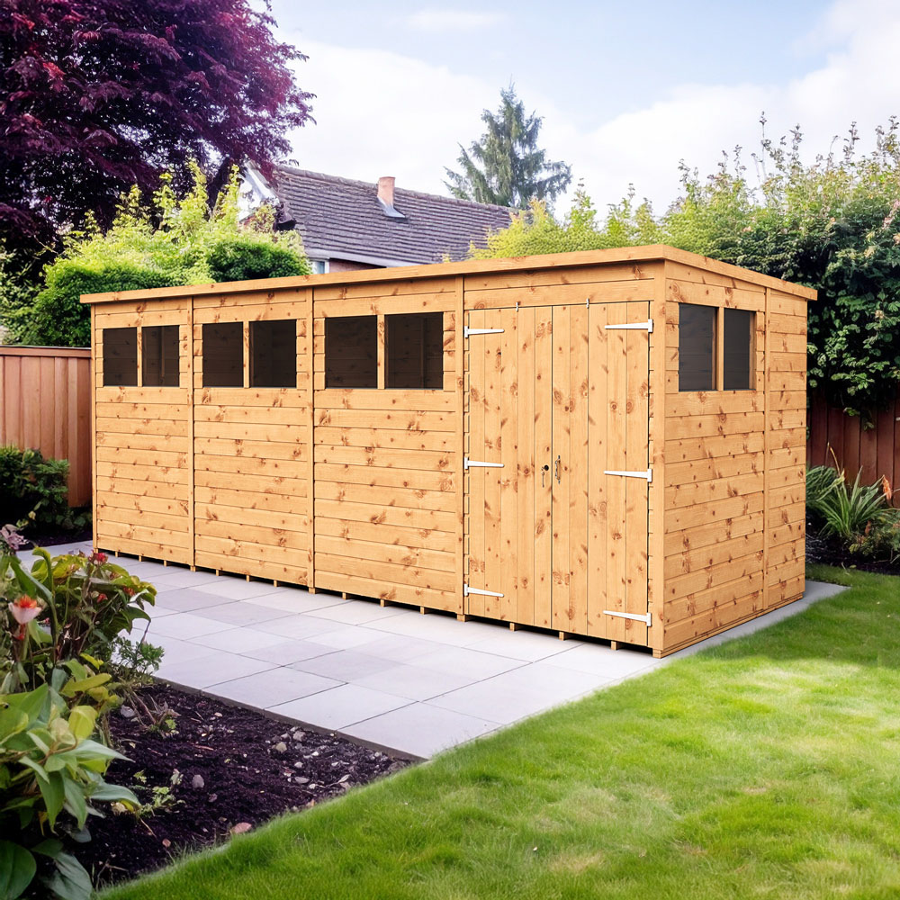 Empire Sheds 16 x 6ft Double Door Tongue and Groove Wooden Pent Garden Shed Image 2