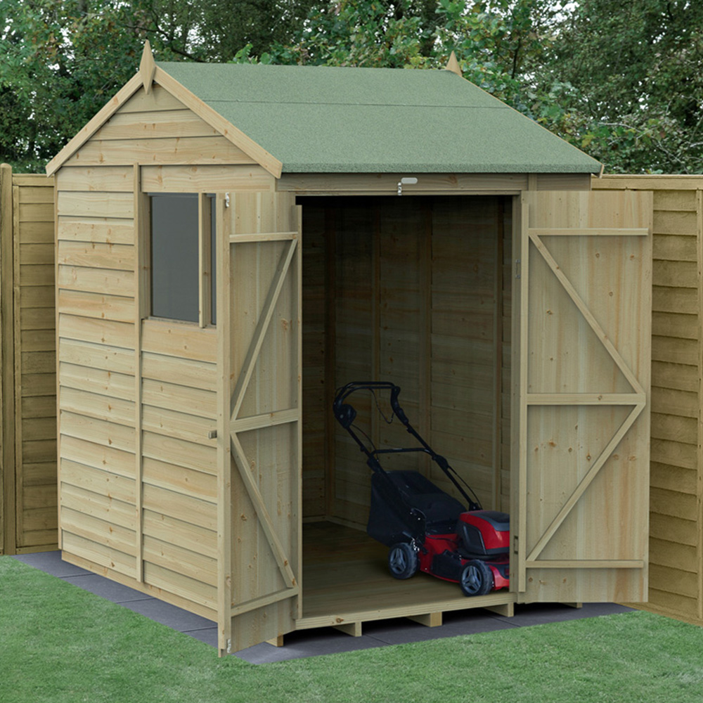 Forest Garden 4LIFE 5 x 7ft Double Door 2 Windows Reverse Apex Shed Image 2
