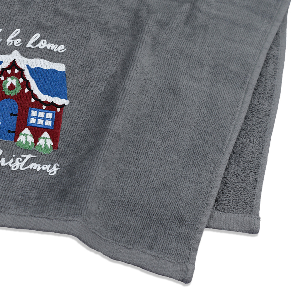 Noel Square Xmas I'll Be Home Grey Hand Towel 2 Pack Image 4