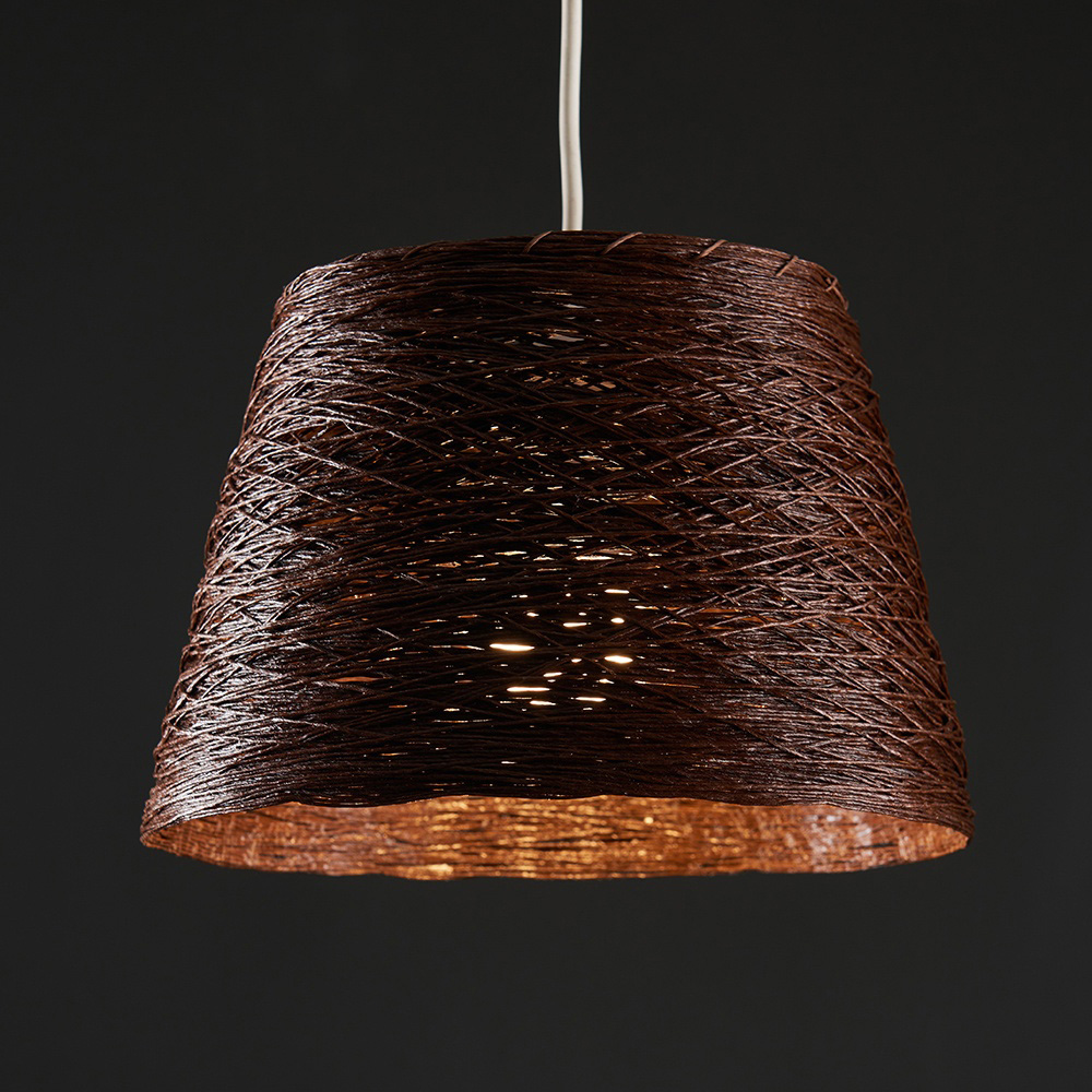 ValueLights Jaap Brown Rattan Tapered Twine Drum Pendant Shade Image 4