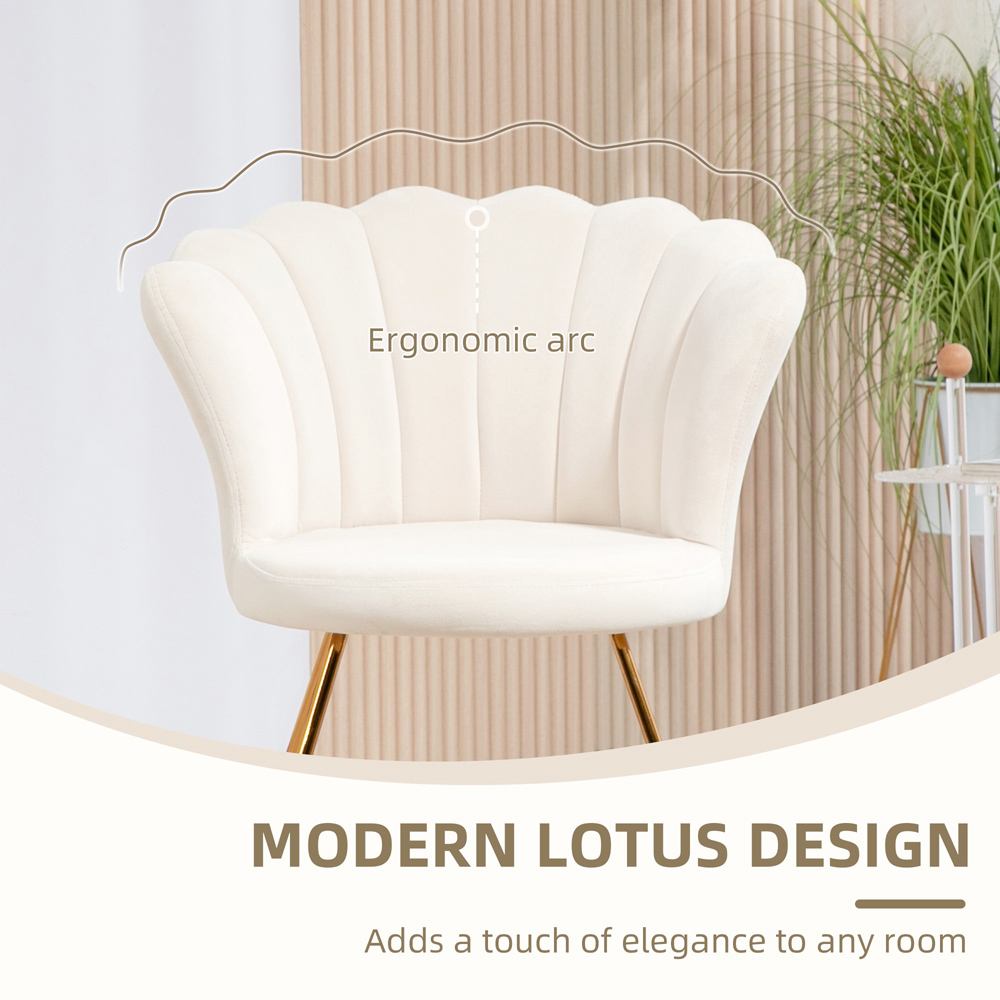 Portland Cream Velvet Accent Chair with Lotus Backrest Image 8