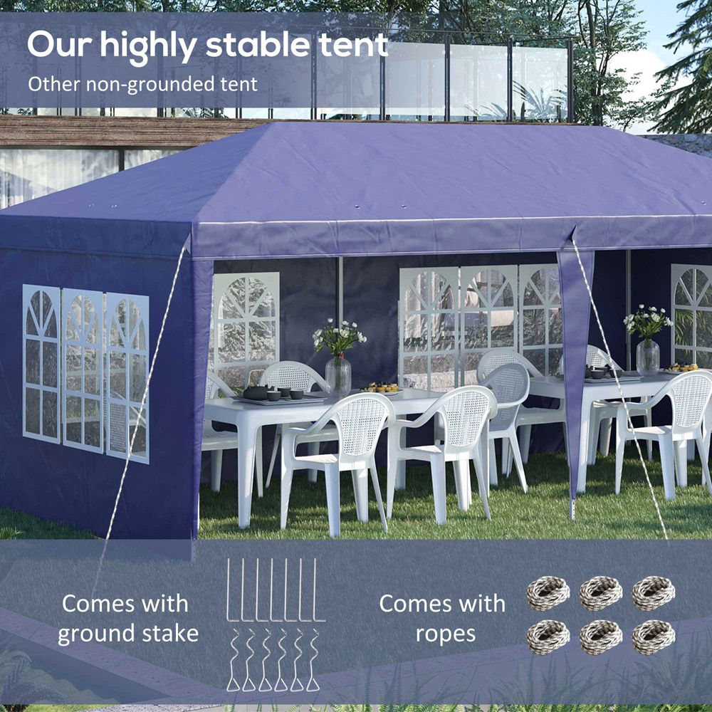 Outsunny 3 x 6m Blue Heavy Duty Gazebo Party Tent with Bag Image 6