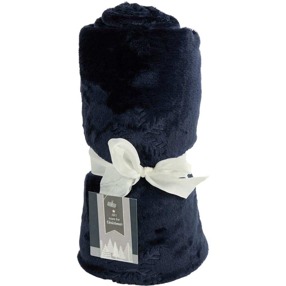 Embossed Snowflake Throw Navy Image 2