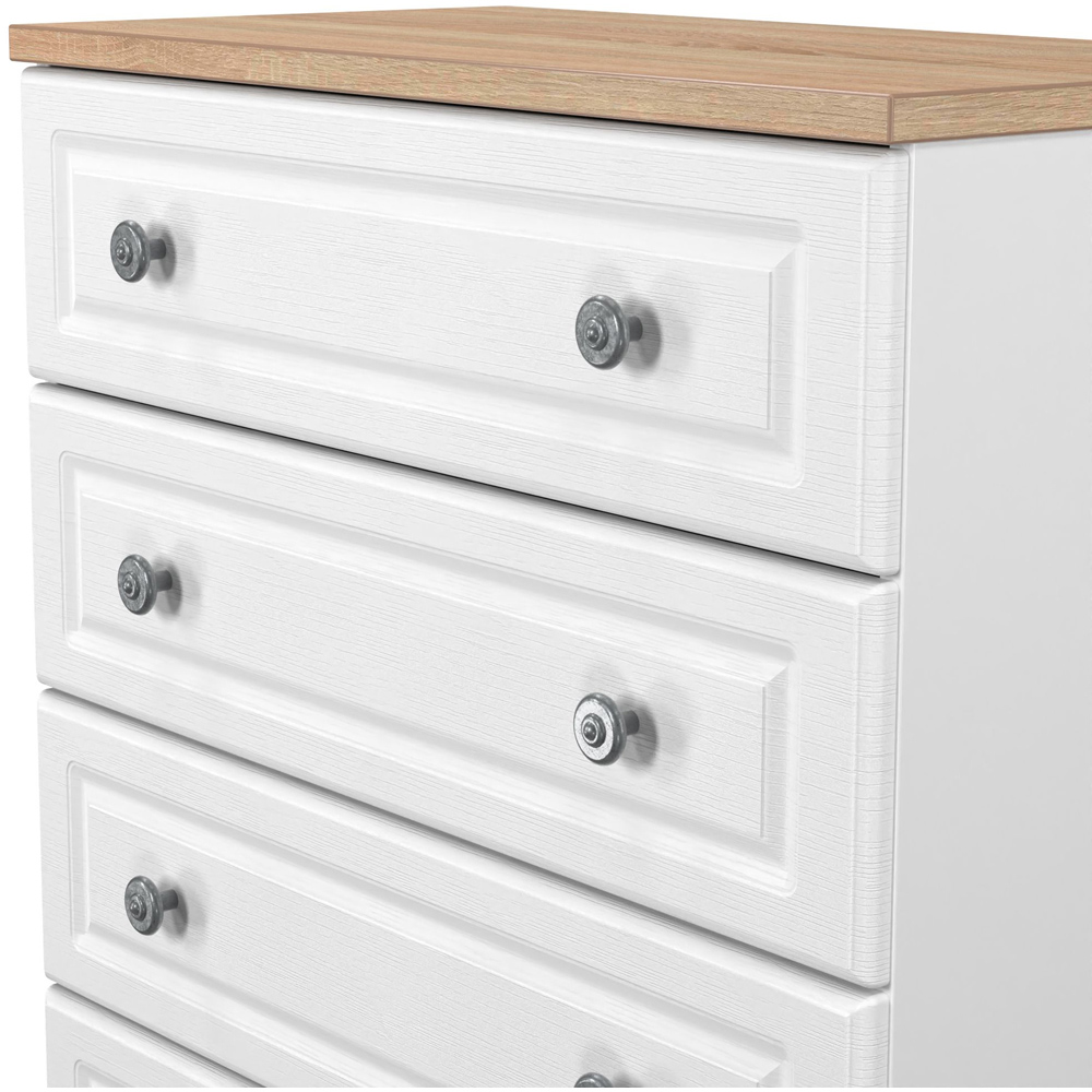 Crowndale Norfolk 4 Drawer White Ash and Bardolino Oak Chest of Drawers Ready Assembled Image 6