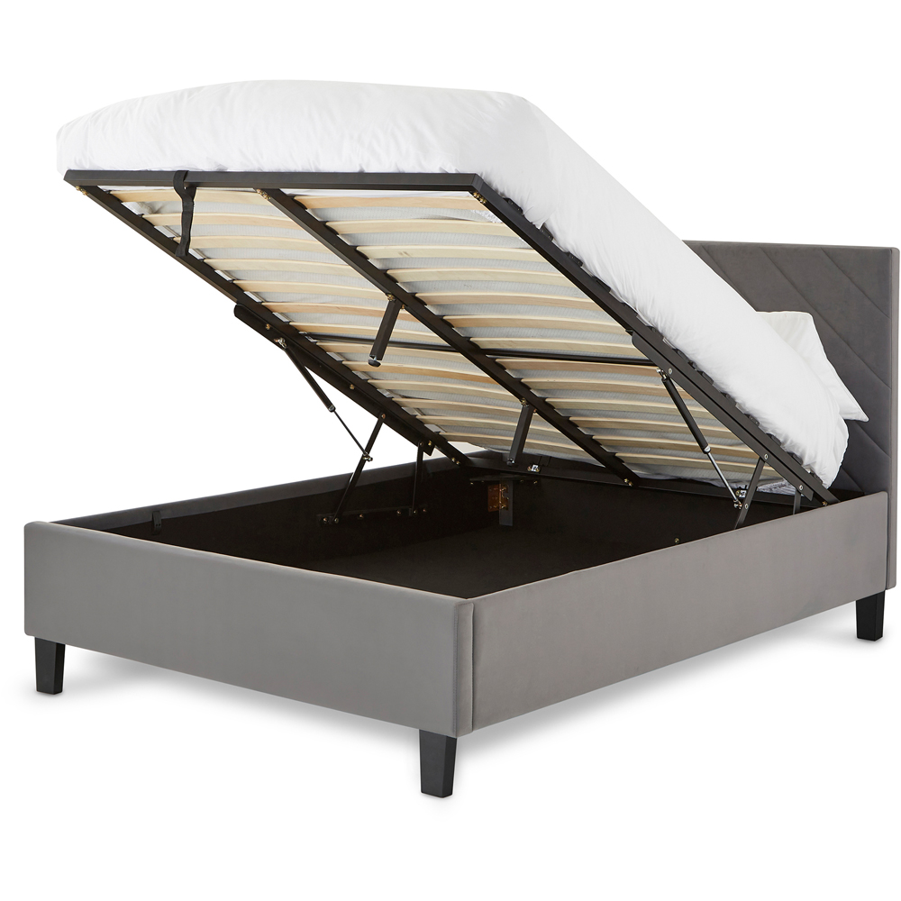 GFW Thea Double Grey Velvet End Lift Ottoman Bed with Memory Pocket Mattress Image 3