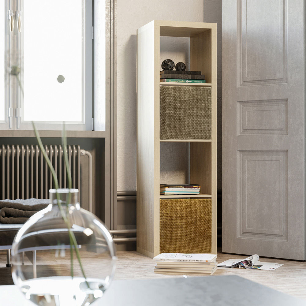 Homebase Patterned Ochre Cube Storage Insert 4 Pack Image 2