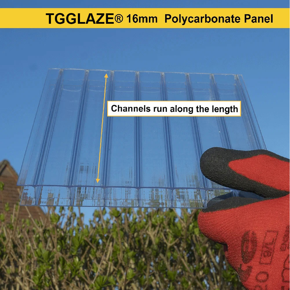TG Crafters TGlaze 16mm Clear Polycarbonate Roof Sheet 800 x 2500mm Image 3