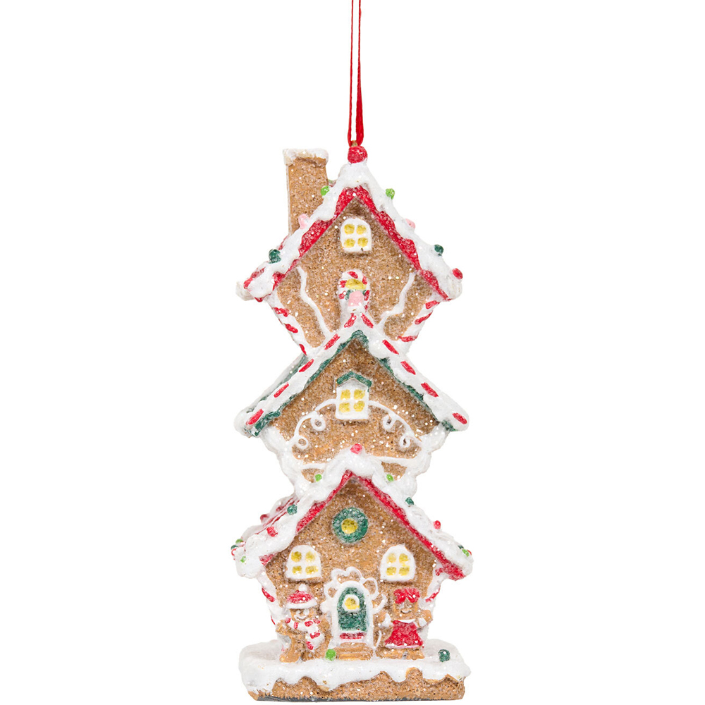 Gingerbread Tiered House Hanging Tree Decoration Image 4