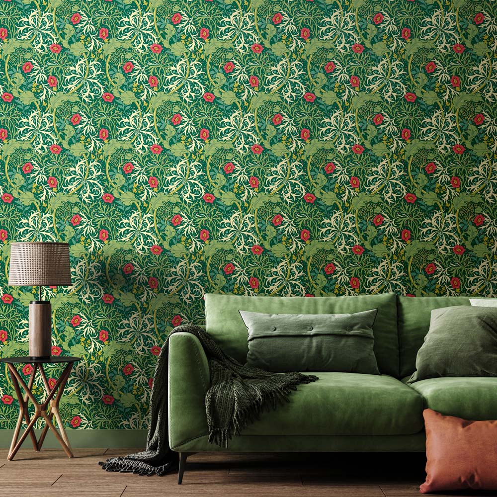 Hoopla Walls Seaweed Garden Emerald Green Non Woven Wallpaper Image 2