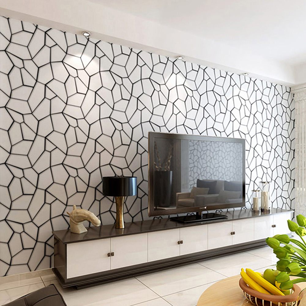 Living and Home Abstract Geometric Black and White Wallpaper Image 5