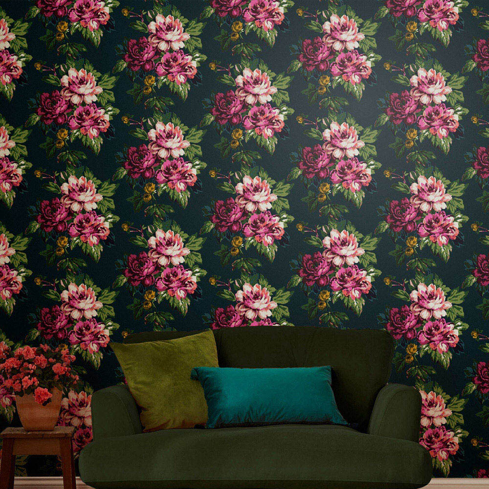 Joules Invite Floral Peacock Wallpaper Image 3