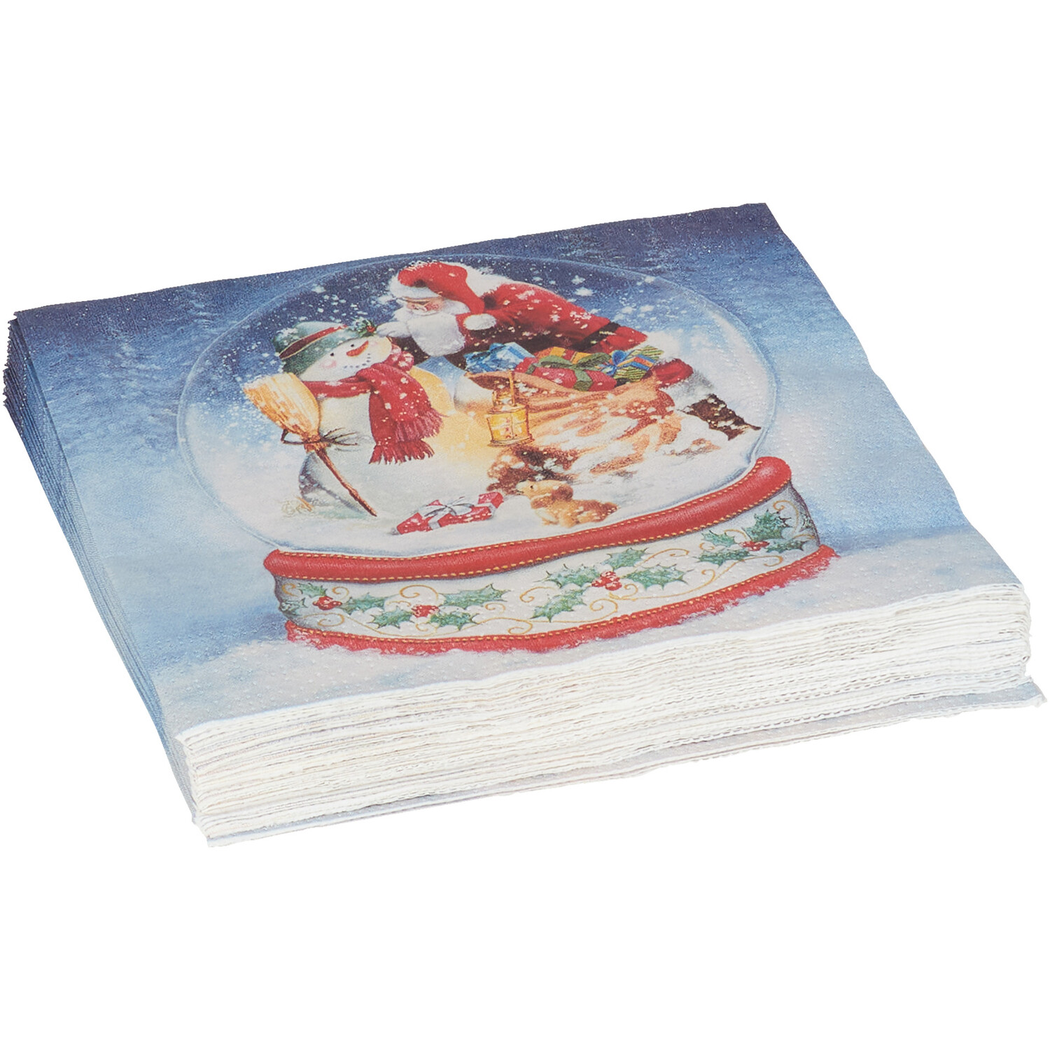 Pack of 20 Snowglobe Napkins - Blue Image 2