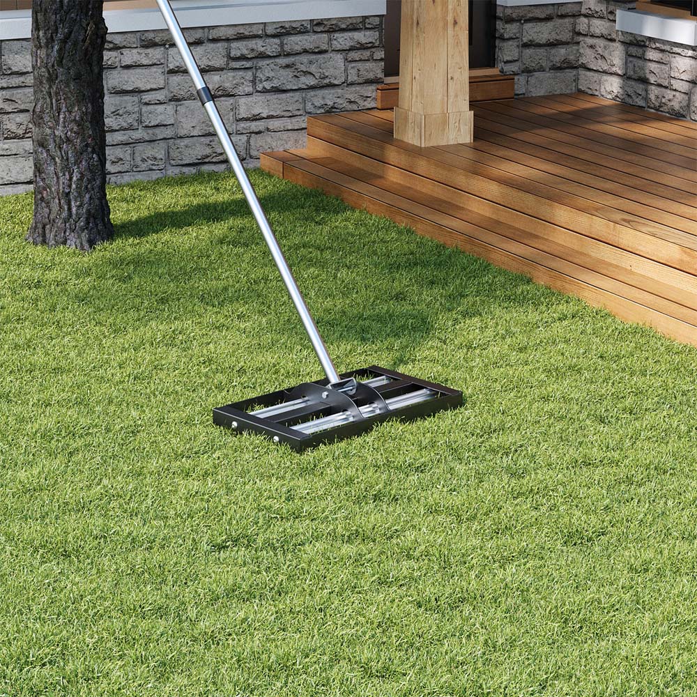 43 x 25cm Garden Lawn Levelling Rake with Aluminium Alloy Rollers Image 2