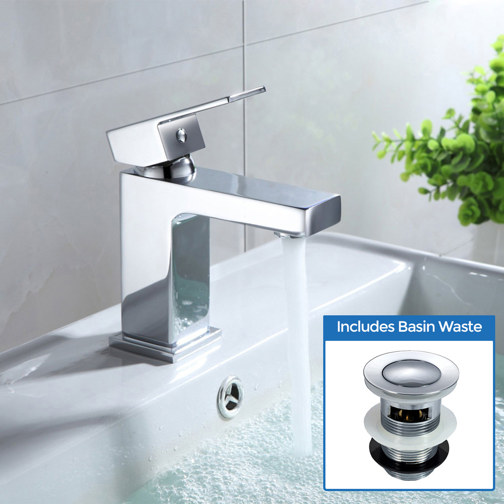 Nes Home Nexa Modern Chrome Basin Sink Mono Mixer Tap with Waste Image 2