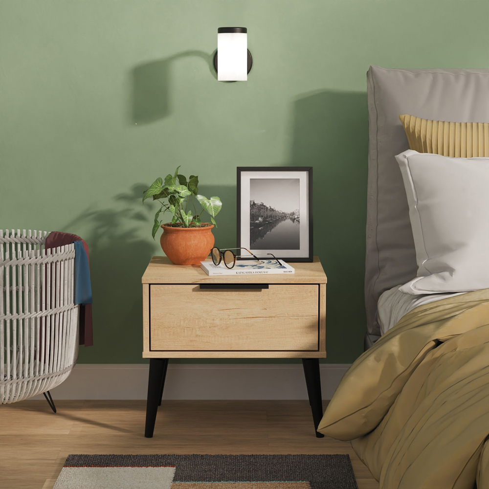 Crowndale Hong Kong Single Drawer Nebraska Oak Side Table Ready Assembled Image 7