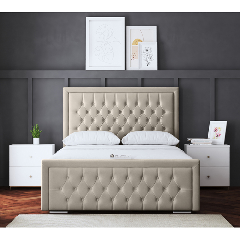 DS Living Allegra Small Double Cream Upholstered Bed Frame with Headboard Image 4