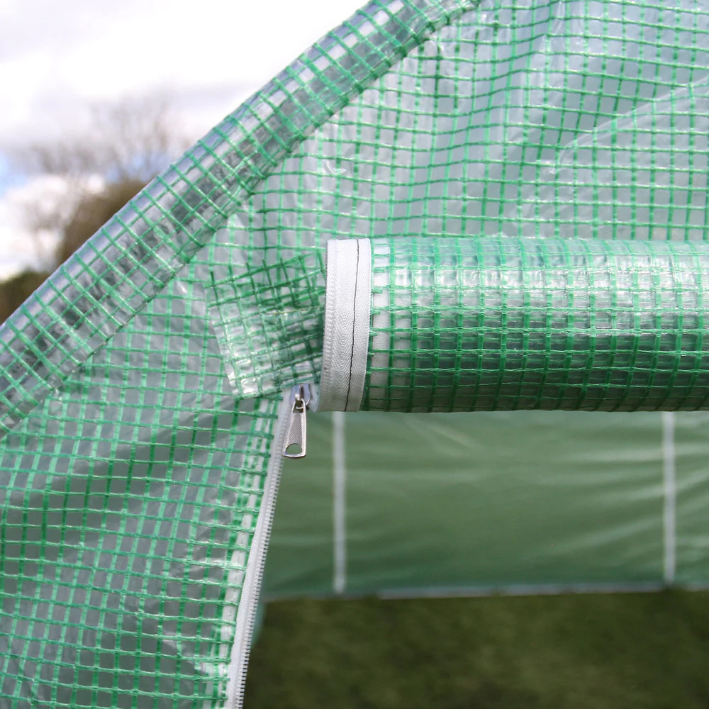 MonsterShop Green PE Cover Polytunnel 9.8 x 6.5ft Greenhouse with Racking Image 3