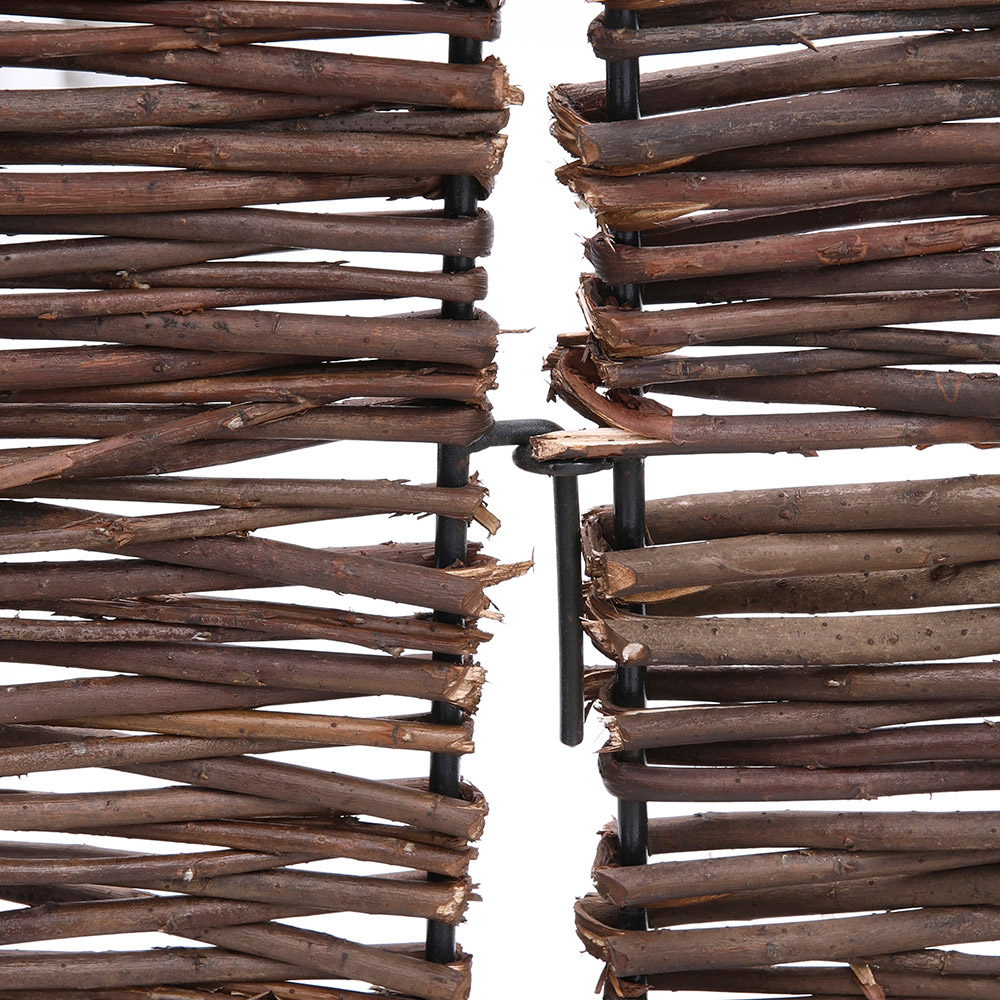 Living and Home 3.7 x 5.9ft Brown Wicker Foldable Trash Can Fence with Metal Frame Image 4