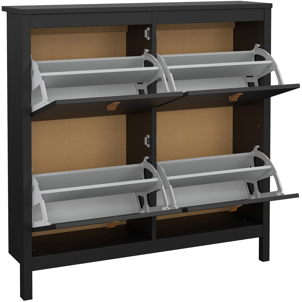 Florence Barcelona 4 Flip Down Doors Matt Black Shoe Cabinet Image 4
