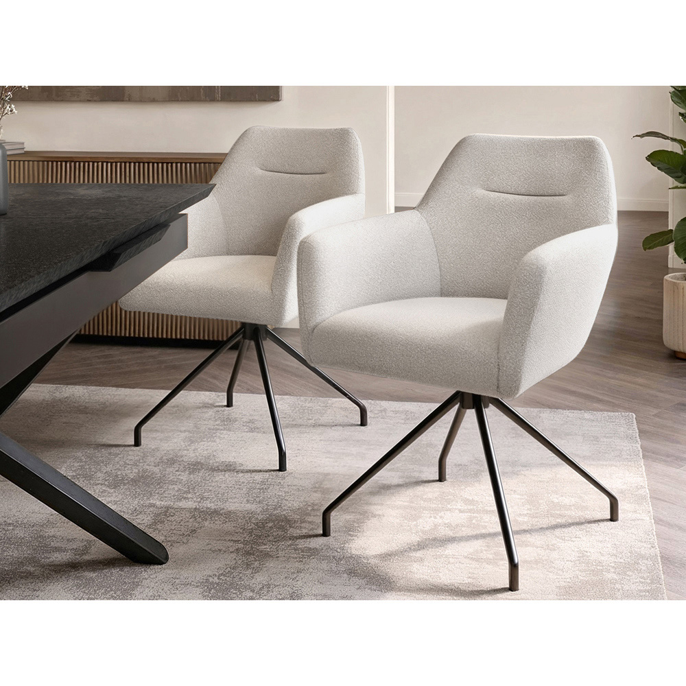 SOLACE+CO Isla Set of 2 Cream Swivel Dining Chair Image 5