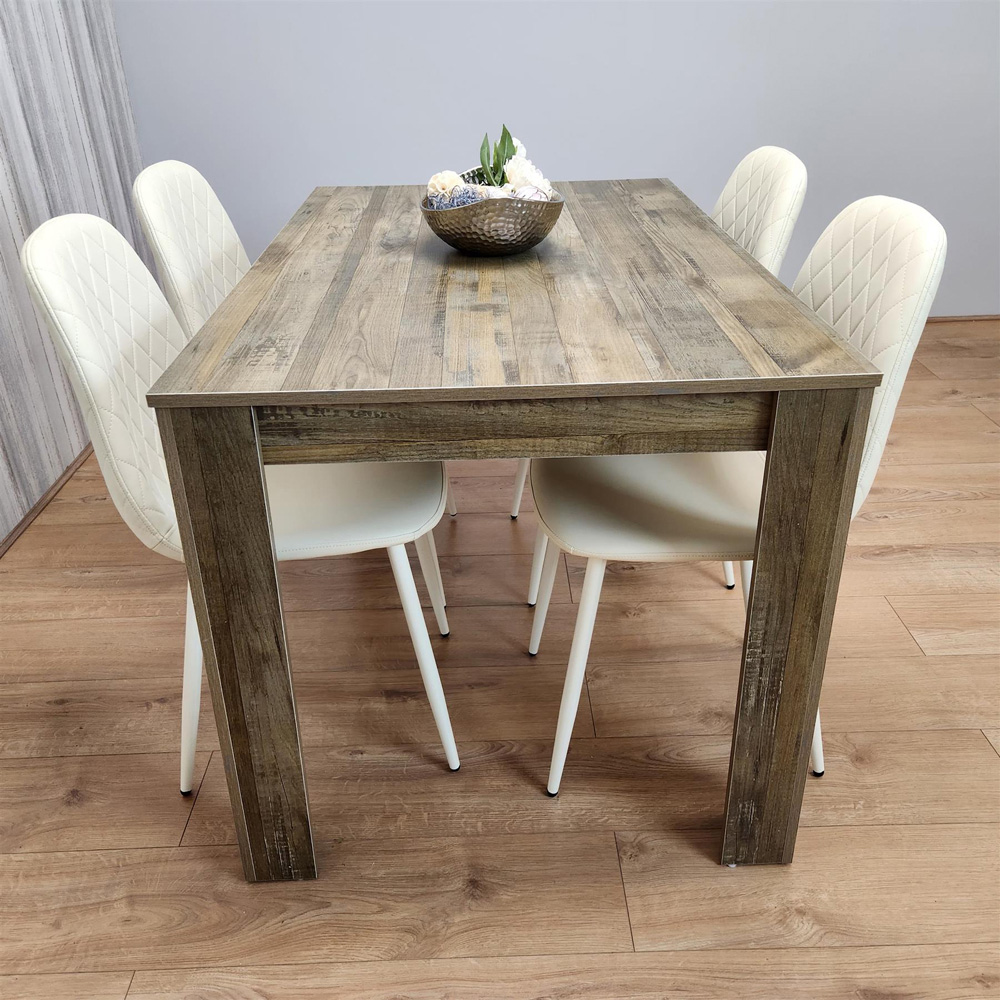 Portland 4 Seater Dining Set Rustic Effect and Cream Gem Image 6
